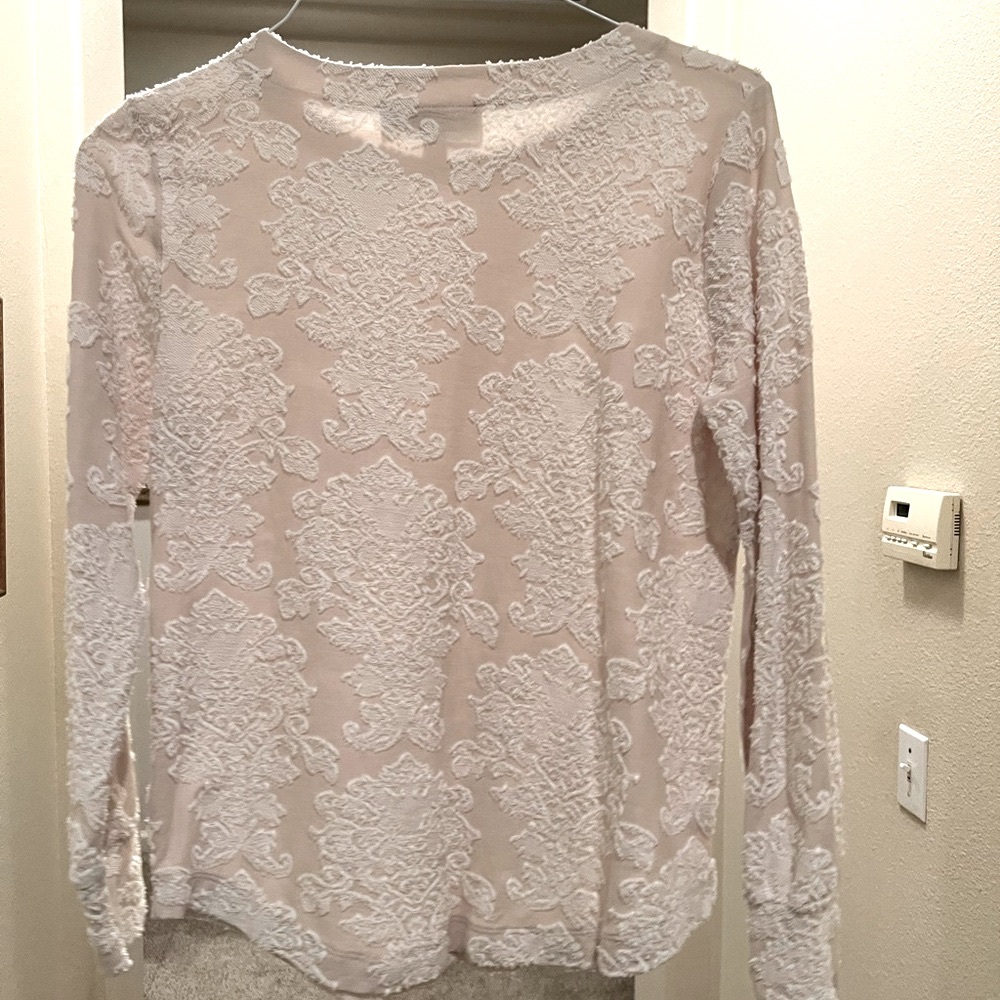 LOFT cream color top with raised design size medium women’s.